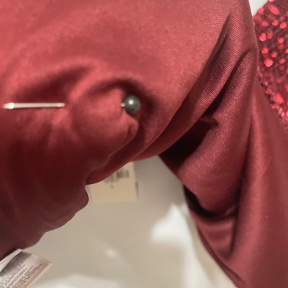 Express L maroon or burgundy sequined show girl tank top spaghetti straps lined - Picture 5 of 12